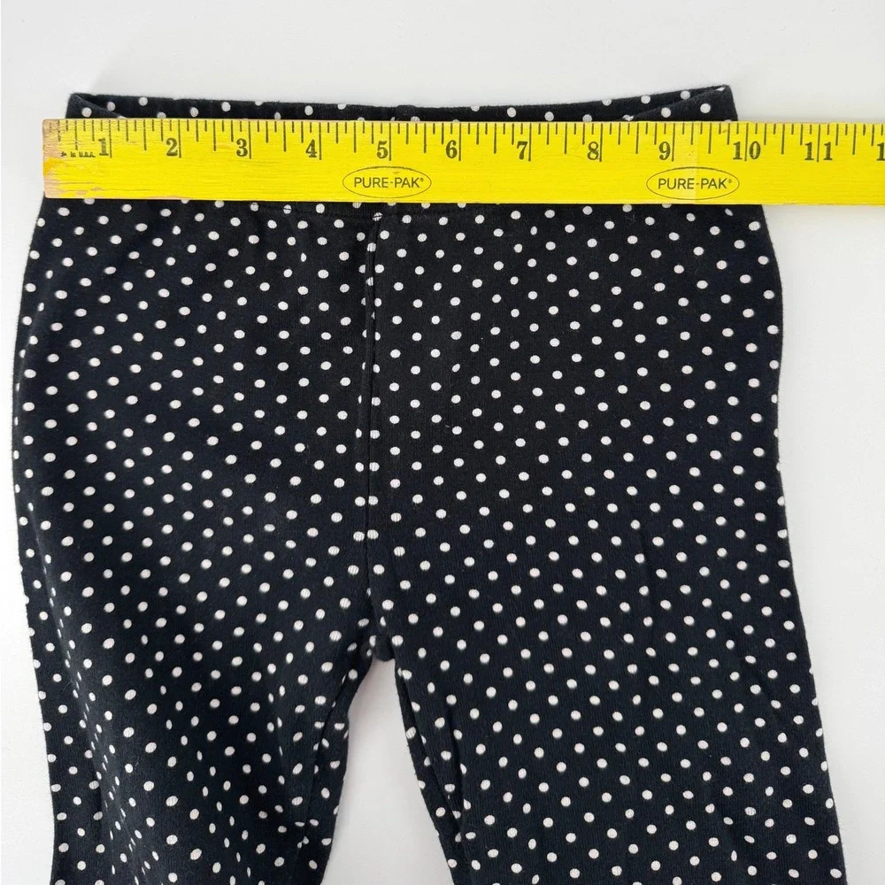 Gymboree Ribbed Knit Leggings Size 7 Black White Polka Dot‎ Cotton Pants Skinny